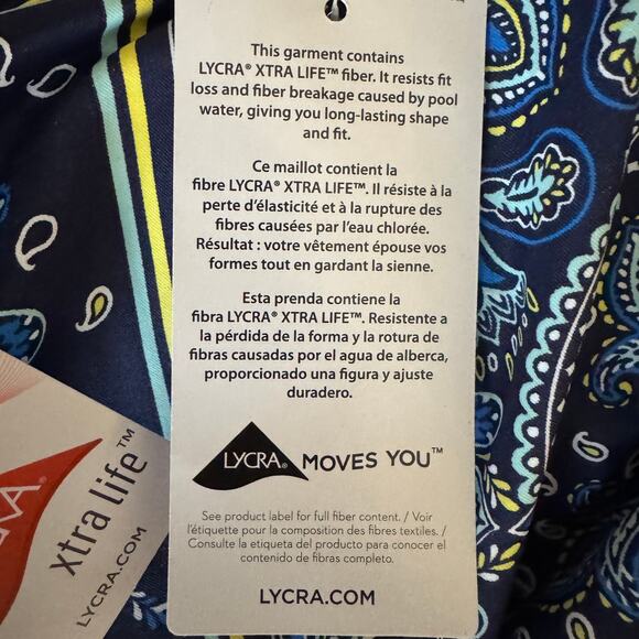 Lands'End Swimsuit Two Piece Tankini Skirt Paisley Blue NWT Size 6 Pool Modest - Picture 9 of 10